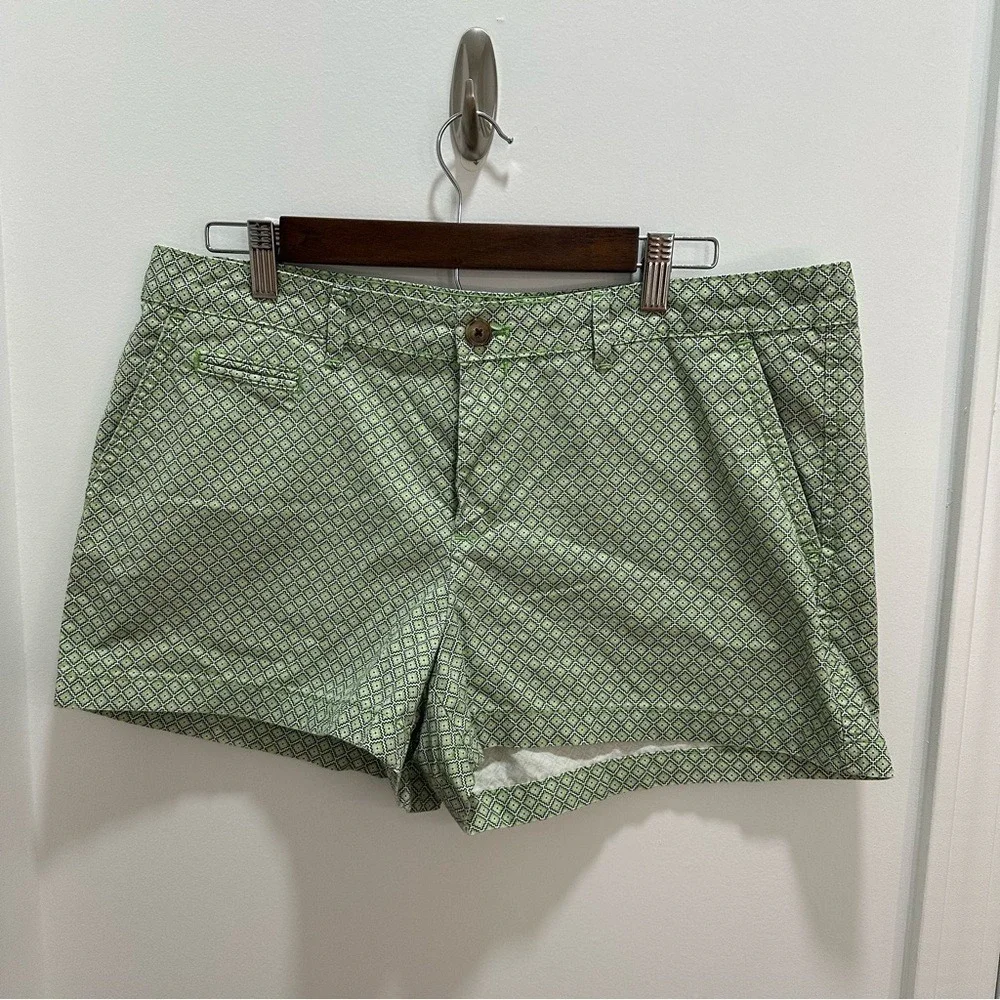 Gap Womens Green‎ Geometric Diamond Print Chino Shorts Size 12R